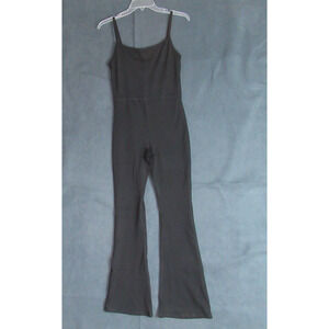 Qinsen Jumpsuit Womens M Black Square Neck Outdoor Yoga Active Cheeky Flare Leg